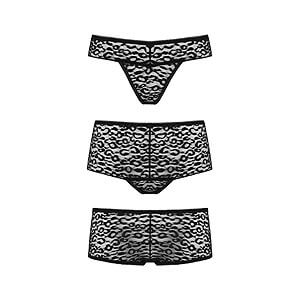 Underneath Lexi Panties Set 3ks (Black), komplet nohavičiek s gepardím vzorom S/M