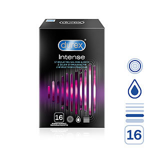 Durex Intense (16ks), dráždivé kondómy s gélom Desirex