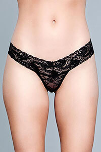 Be Wicked V-Cut Lace Panties Black, pohodlné tangá S