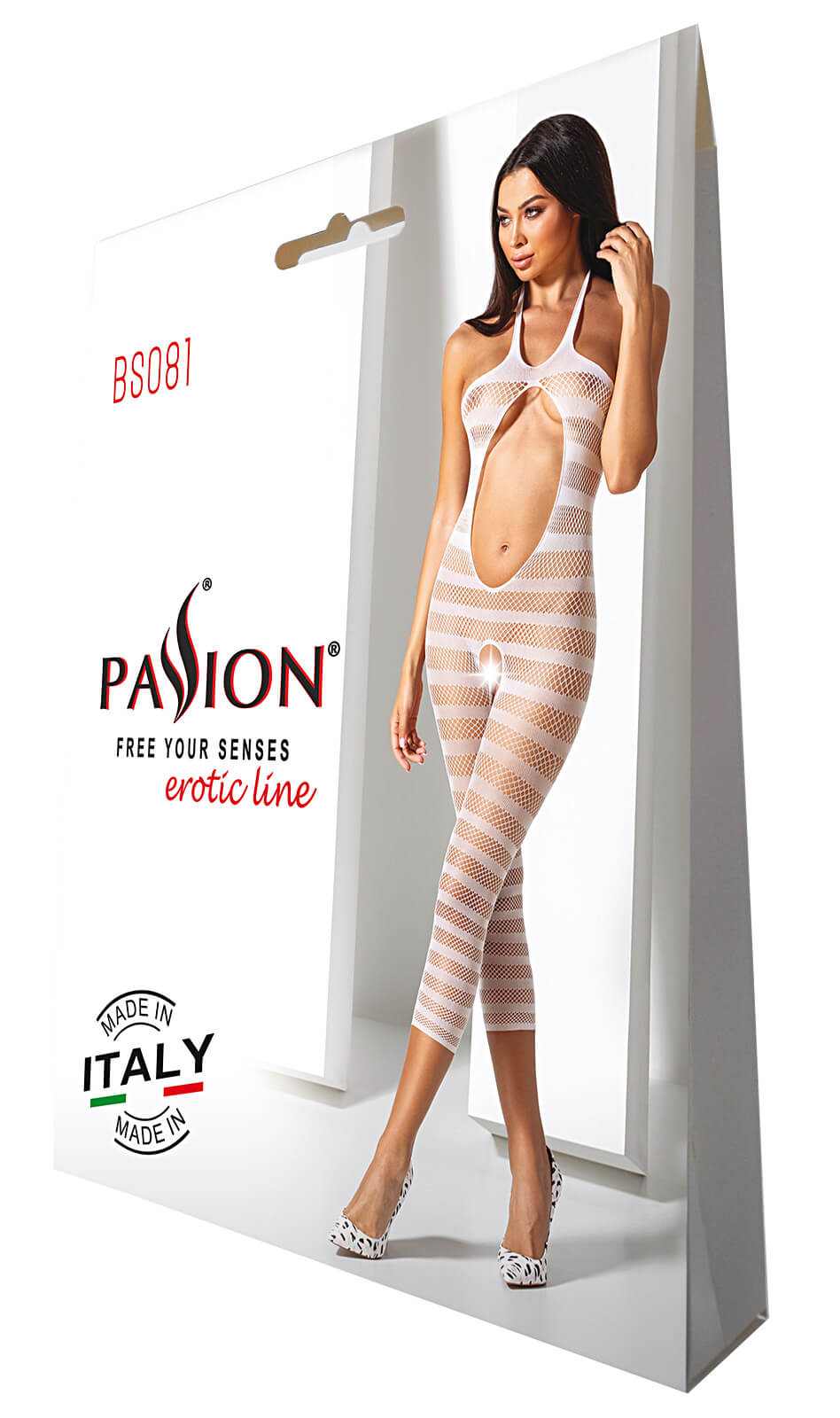 Passion Bodystocking (BS081), bielé šaty sieťované