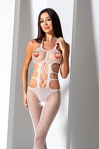 Passion Bodystocking (BS084), bielé šaty sieťované