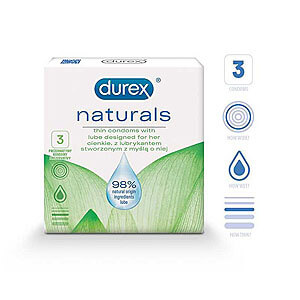 Durex Naturals (3 ks), lubrikované 98% prírodným gélom