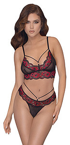 Lulu Set (Black/Red), komplet tangá s podprsenkou S