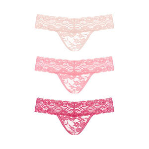 Underneath Rose Thongs Set 3ks (Pink), komplet tangá s kvetinovým vzorom