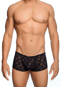 MOB Rose Lace Boy Shorts (Black), pánske čipkované šortky