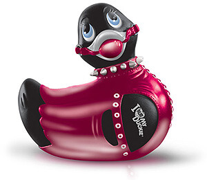 Štýlová vibračná kačička Big Teaze Toys - I Rub My Duckie Bondage Black/Red