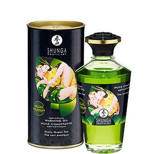 Erotický hrejivý olej Shunga Aphrodisiac Warming Oil Green Tea 100 ml