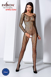Passion Bodystocking BS068 čierny sexy bodystocking s prestrihom