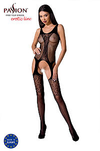 Passion Bodystocking BS072 čierny sexy bodystocking s prestrihom