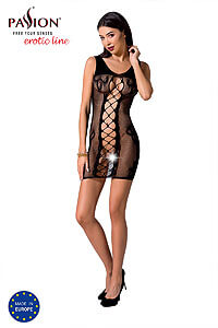 Passion Bodystocking BS073 čierne erotické minišaty