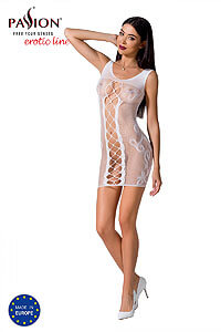 Passion Bodystocking BS073 biele erotické minišaty