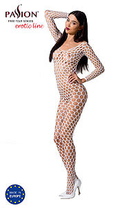 Passion Bodystocking BS077 biely celotelový oblek sieťovaný