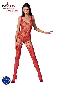 Passion Bodystocking BS074 červený sexy bodystocking