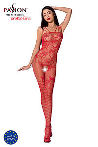 Passion Bodystocking BS076 červený celotelový oblek sieťovaný