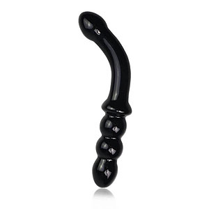 LoveToy Glass Romance čierne sklenené dildo