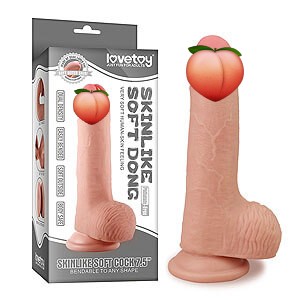 LoveToy Skinlike Soft Cock 7.5" (19 cm), realistické dildo s prísavkou