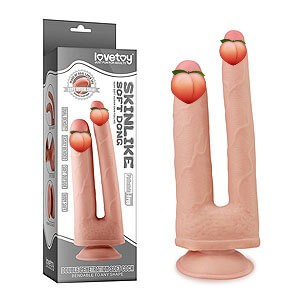 LoveToy Skinlike Double Penetration Soft Cock, dvojité dildo na dvojité preniknutie