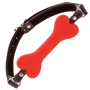 Darkness Bone Gag Silicone Red, červený roubík v tvare psej kosti 14,8 x 2,5 cm