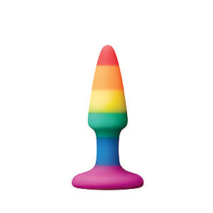 Colours Pride Pleasure Plug Mini (Rainbow), dúhový análny kolík 8,9 x 2,5 cm