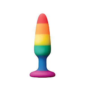 Colours Pride Pleasure Plug Small (Rainbow), dúhový análny kolík 11 x 2,8 cm