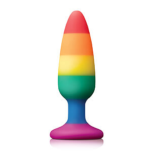 Colours Pride Pleasure Plug Medium (Rainbow), dúhový análny kolík 14 x 3,9 cm