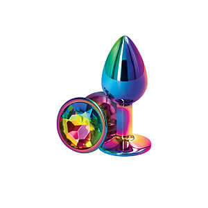 Rear Assets Rainbow Small, viacfarebný análny kolík s diamantom 6,9 cm