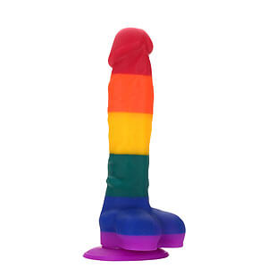 Dúhové pride dildo COLORFUL LOVE stredné silikónové 20x3,8 cm