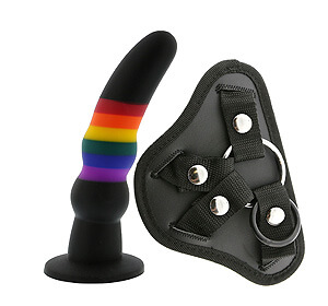 Dream Toys COLORFUL LOVE Strap On Solid Dildo, pride pripínací penis