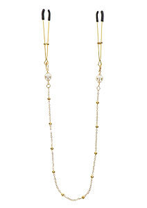 TABOOM Nipple Play Tweezers Pearl & Deluxe Chain (Gold)