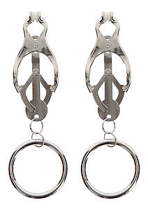 TABOOM Nipple Play Butterfly Clamps with Ring (Silver)