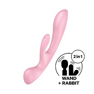 Satisfyer Triple Oh (Pink), rabbit vibrátor a masážna hlavica