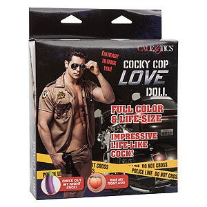 CalExotics Love Doll Cocky Cop, nafukovací panák s dildom