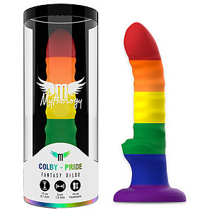 Mythology Colby Pride M (17 cm), dúhové silikónové dildo