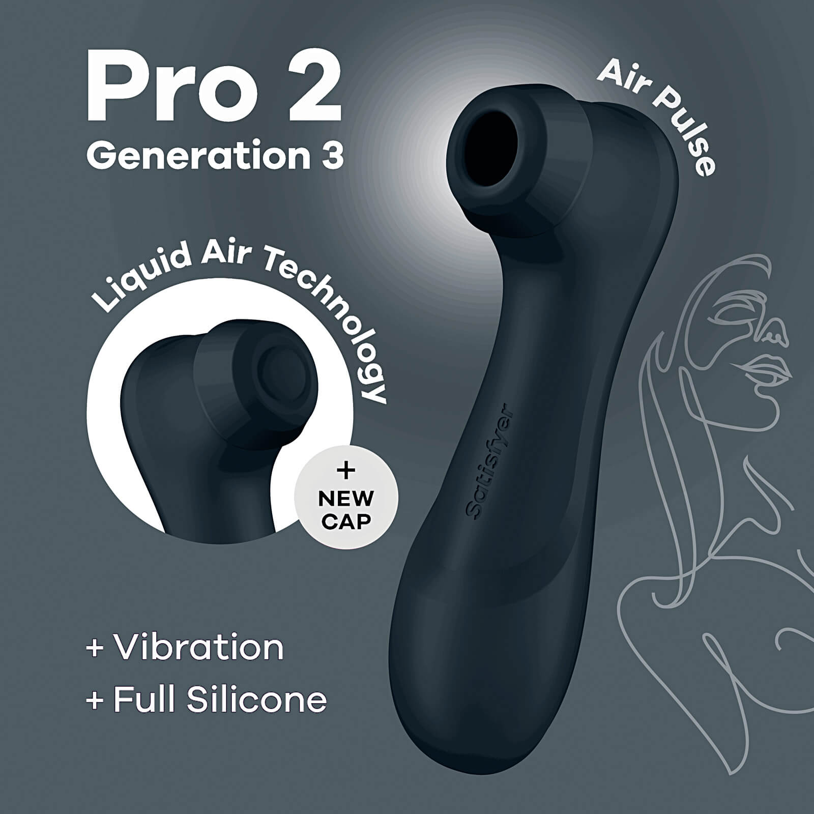 Satisfyer Pro 2 Generation 3 (Dark Grey), Liquid Air vibrátor