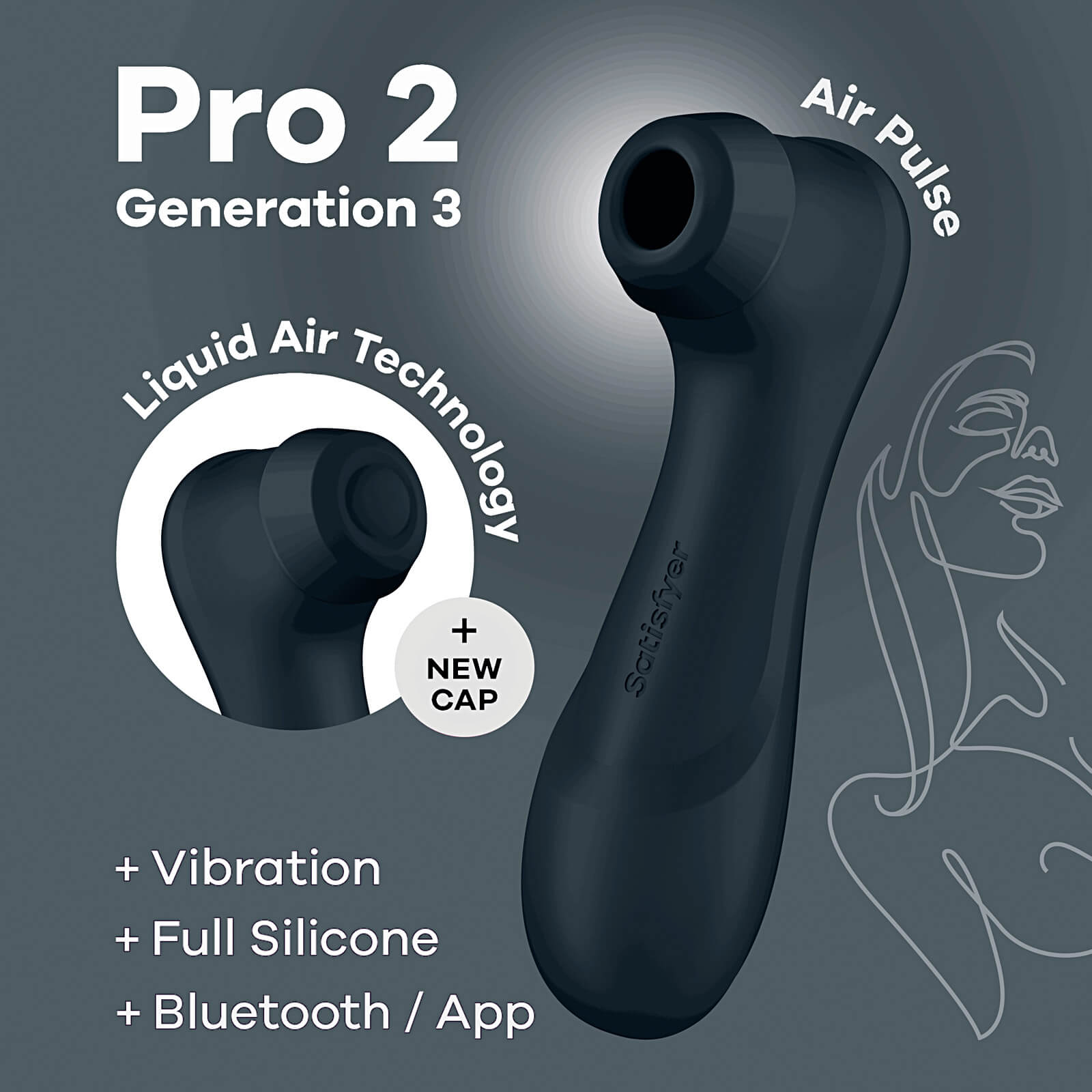 Satisfyer Pro 2 Generation 3 with App (Dark Grey), Liquid Air vibrátor