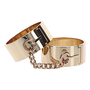 TABOOM Dona Slave Wrist Cuffs (Gold), módny doplnok kovové manžety