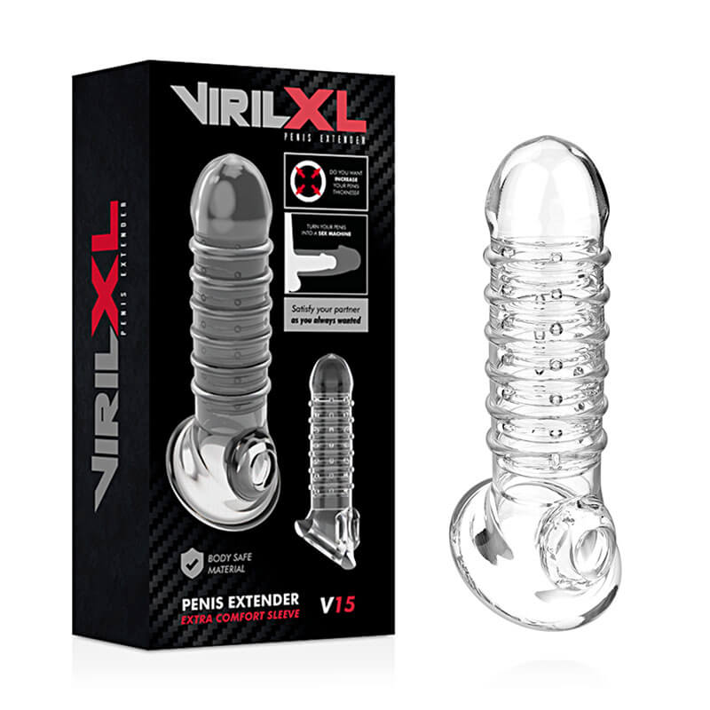 VirilXL Penis Extender V15 (Transparent), návlek na penis a semenníky