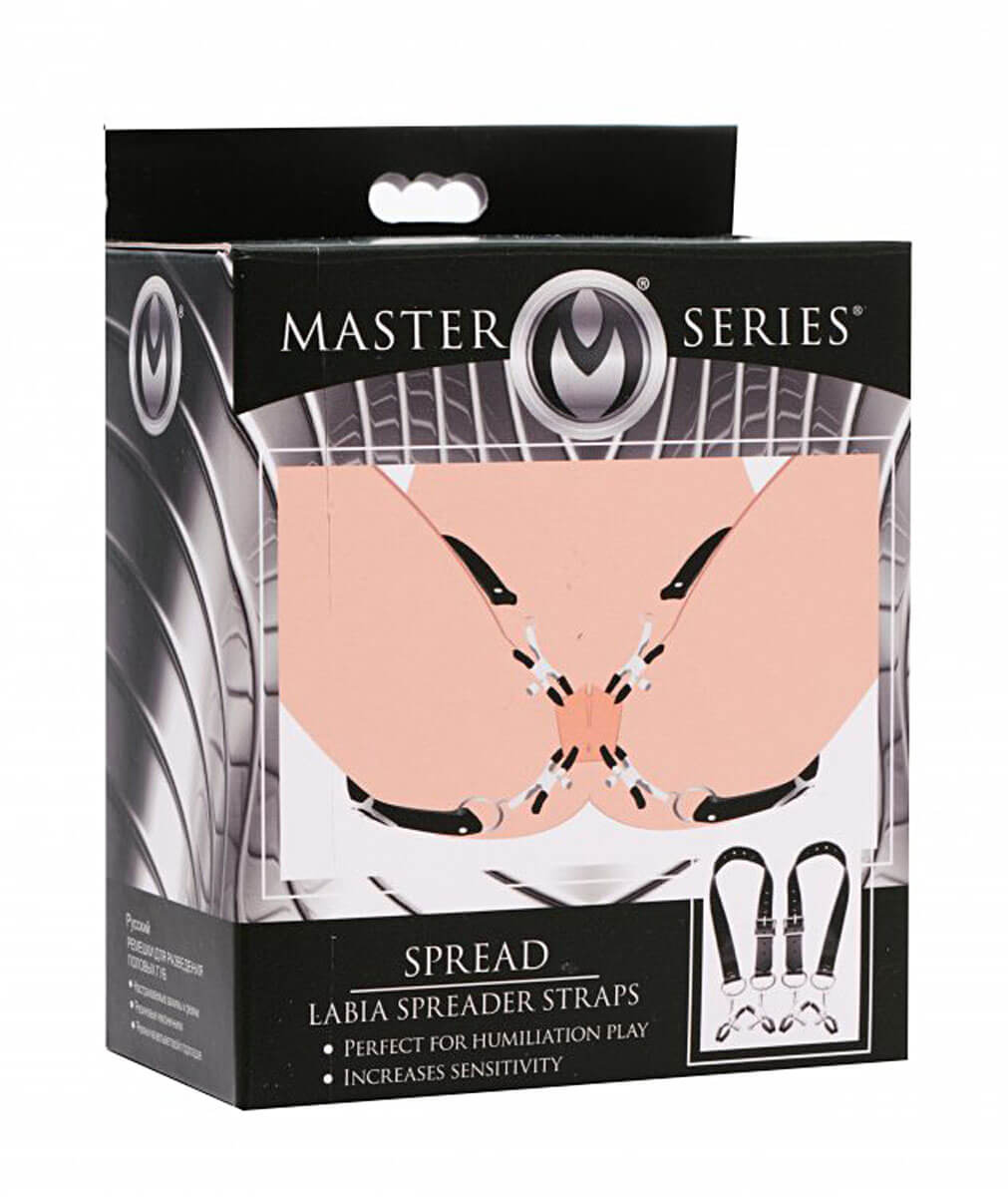 Master Series Labia Spreader Clamps, pásky na otváranie vaginy