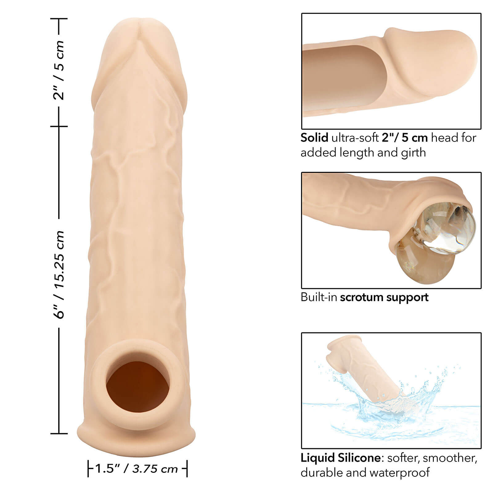 CalExotics Lifelike Extension 8″ (Skin), návlek na predĺženie penisu