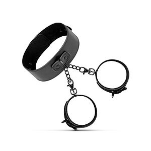 Bedroom Fantasies Collar & Wrist Cuffs (Black), fetiš set obojku a manžiet