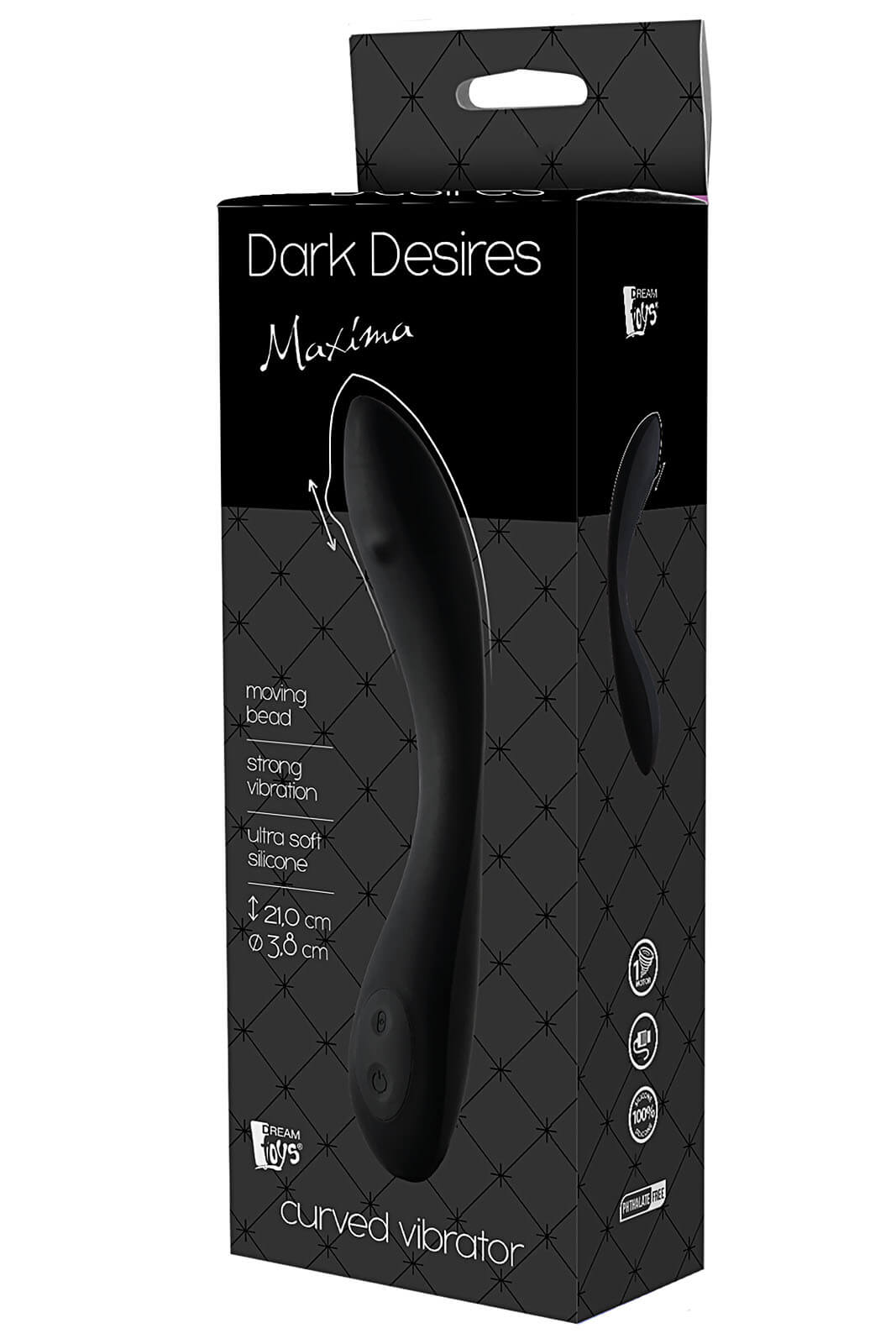 Dream Toys Dark Desires Maxima (Black), guľôčkový vibrátor na bod G