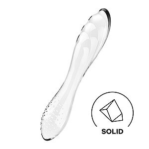 Satisfyer Dazzling Crystal (Clear), obojstranné sklenené dildo