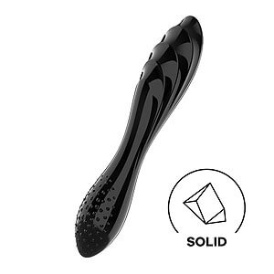 Satisfyer Dazzling Crystal (Black), obojstranné sklenené dildo