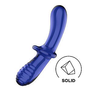 Satisfyer Double Crystal (Blue), obojstranné sklenené dildo