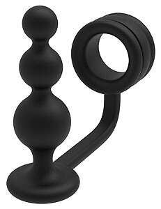 RAMROD Cockring Beaded Anal Plug, análny kolík s krúžkom