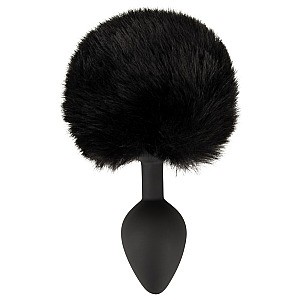 You2Toys Fluffy Tail (Black), análny kolík so zajačím chvostíkom