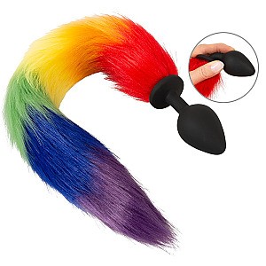 You2Toys Fluffy Tail (Rainbow), análny kolík s chvostom