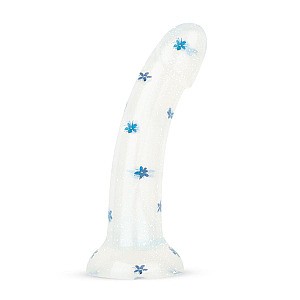 EasyToys Blossom Bliss Medium Dildo with Blue Flowers (19 cm), dildo s trblietkami