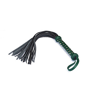 Liebe Seele Mossy Chic Heavy Leather Flogger with Studded Handle, luxusný kožený flogger