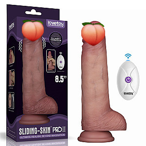 Lovetoy Sliding Skin Pro II 8,5" Vibrating Silicone Dong, realistické vibračné dildo